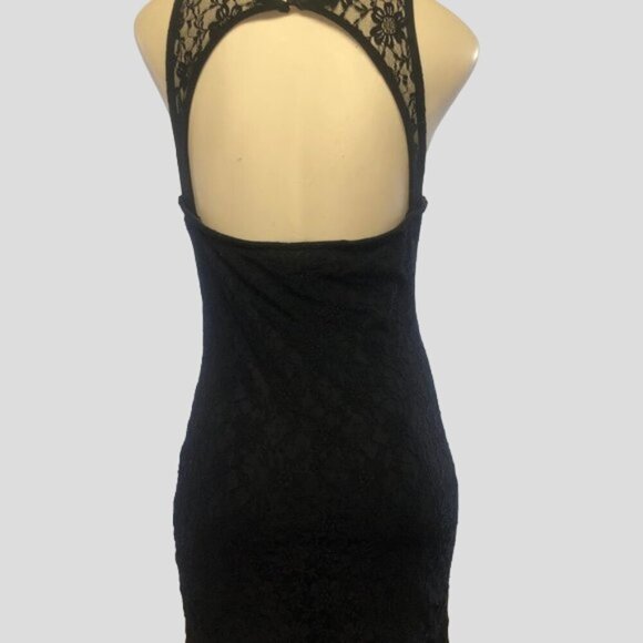 Harlow Black Lace Sleeveless Open Back Mini Party Dress Size Large - Picture 2 of 14